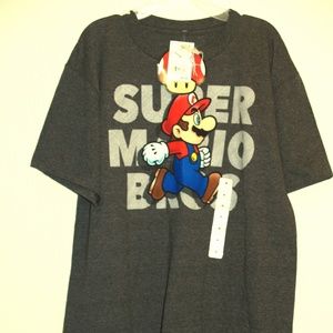 Boys Gray Super Mario Brothers T-Shirt